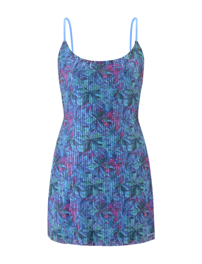 ZEINA MINI DRESS - BLUE FLORAL SEQUIN