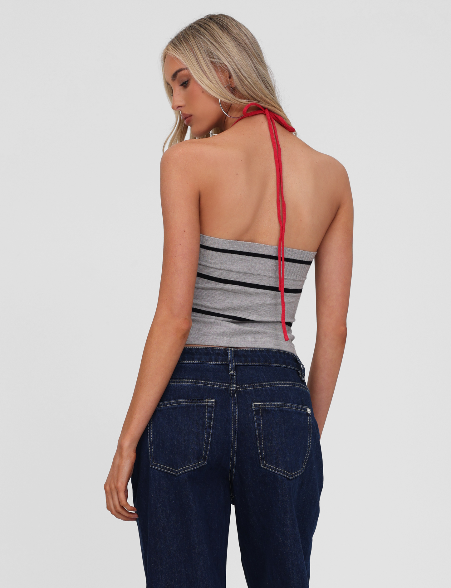 NOUR TOP - GREY STRIPE