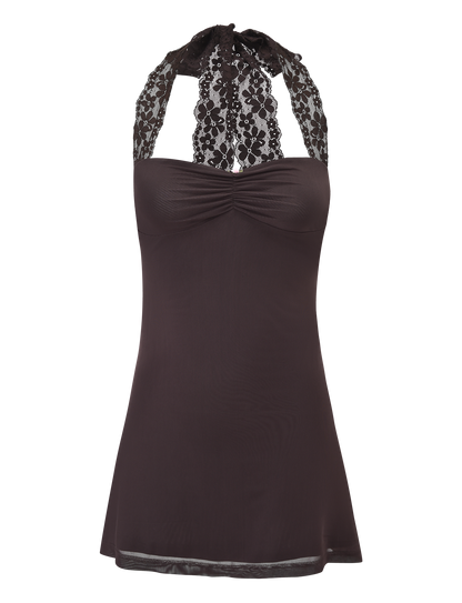 TAWNY MINI DRESS - CHOCOLATE