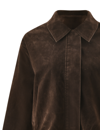 CAMELLIA BOMBER JACKET - CHOCOLATE SUEDE
