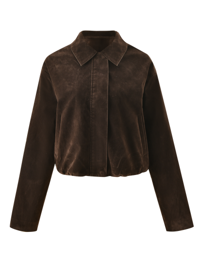 CAMELLIA BOMBER JACKET - CHOCOLATE SUEDE