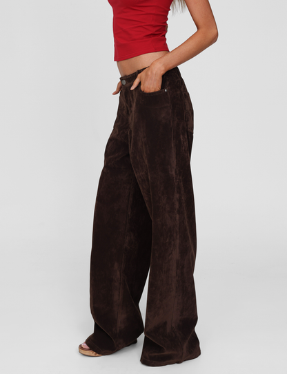 CAMELLIA PANT - CHOCOLATE SUEDE