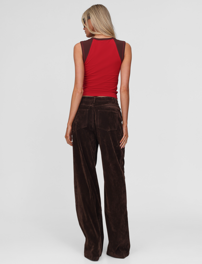 CAMELLIA PANT - CHOCOLATE SUEDE