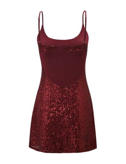 ZEINA MINI DRESS - WINE SEQUIN