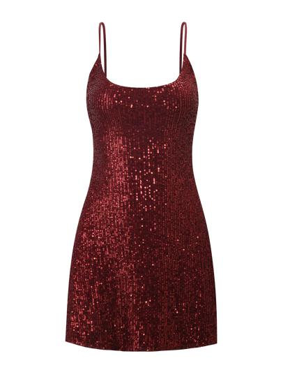 ZEINA MINI DRESS - WINE SEQUIN