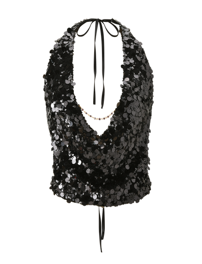 ZANA TOP - BLACK SEQUIN