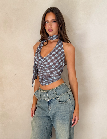 NOBLE TOP - BLUE CHECK