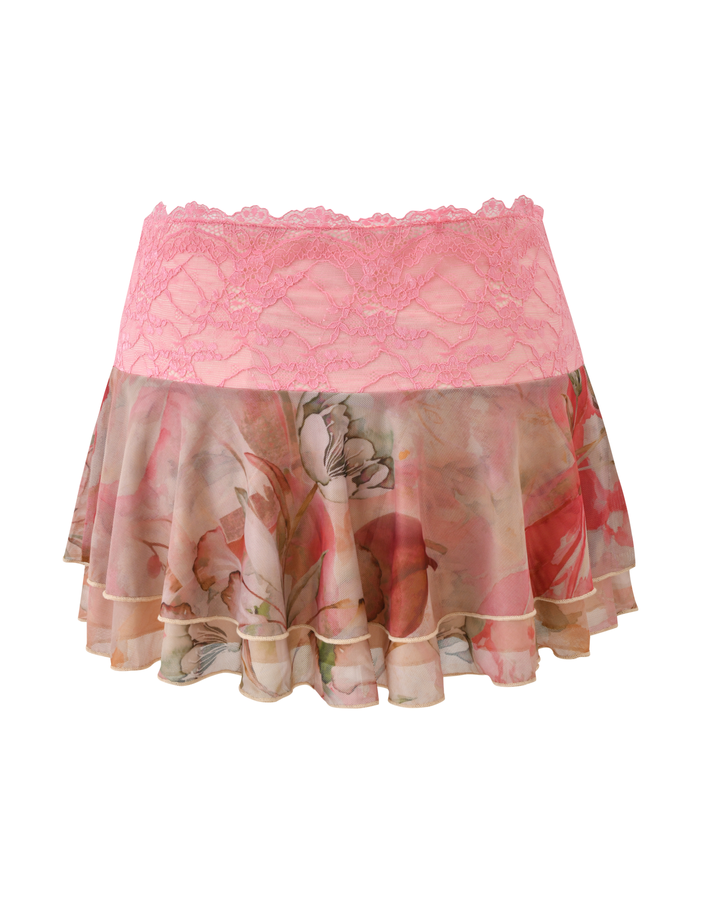 DUNE MESH MINI SKIRT - WATERCOLOUR FLORAL