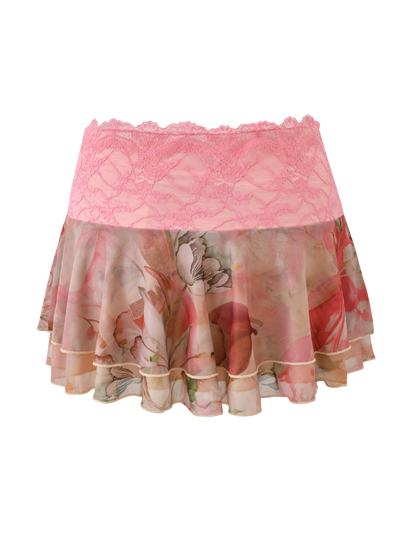 DUNE MESH MINI SKIRT - WATERCOLOUR FLORAL
