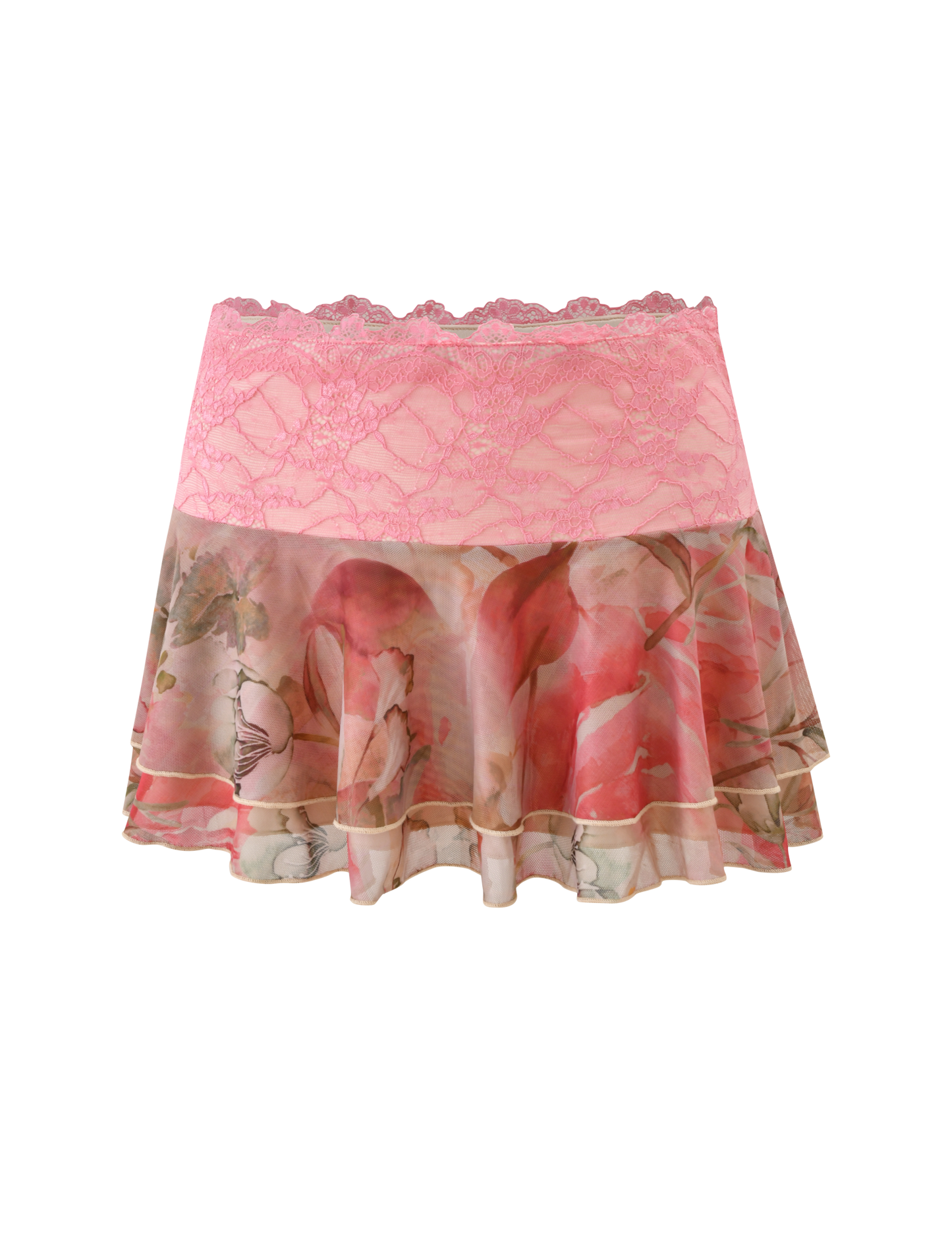 DUNE MESH MINI SKIRT - WATERCOLOUR FLORAL