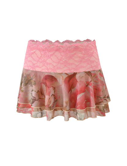 DUNE MESH MINI SKIRT - WATERCOLOUR FLORAL